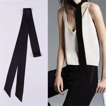 Длинный узкий шарф, женская повязка на шею, однотонный принтованный платок, шейный платок, женская модная лента с ручками, 2025 г., новинка