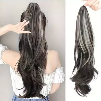 Длинный вьющийся хвост с когтями, волнистые наращивания хвоста, синтетические накладные волосы на заколке, элегантные аксессуары для повседневного использования, аксессуары для волос 50cm