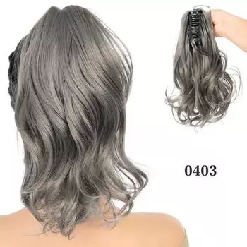 Длинный вьющийся парик с зажимом для хвоста, женский парик для наращивания хвоста с когтями, термостойкий натуральный синтетический парик B