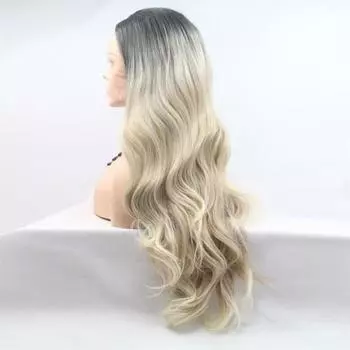 Длинный вьющийся парик Универсальный гладкий светлый парик Длинный дымчатый средний сплит-серый градиент для дома золотистый