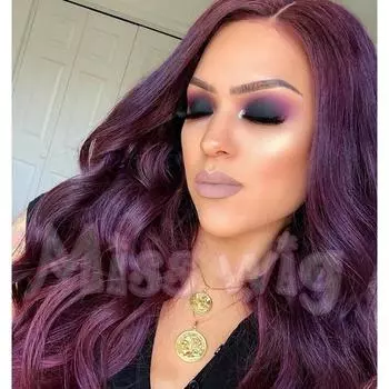 Длинный волнистый парик Ombre Purple Синтетический парик для женщин-красоток