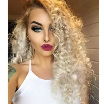 Длинный волнистый парик Синтетический парик Ombre Blonde для косплея для модных женщин золотой