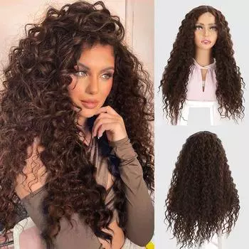 Длинный волнистый синтетический парик, женский термостойкий натуральный ручной работы, кружевной парик средней части, парик для косплея, вечерние парик Лолиты