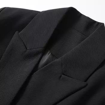 Длинный выше колена тренчкот блейзер женский 2024 весна и осень тонкий темперамент высокий костюм пальто S 90-110 чёрный