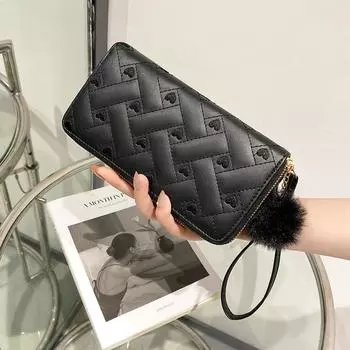 Длинный женский кошелек для весны и лета, простой кошелек с двойной молнией и вышивкой, сумка для переноски, сумка для карт, кошелек для монет