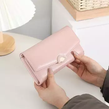 Длинный женский кошелек, модная многофункциональная складная сумка большой емкости чёрный