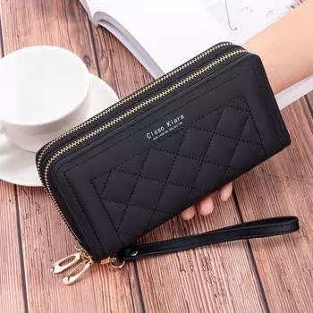 Длинный женский кошелек с двойной молнией, женские кошельки, кошелек для монет, держатель для карт, кошельки, женский клатч из искусственной кожи, сумка для денег, кошелек из искусственной кожи