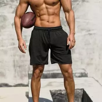 Длиной до колена на шнурке Стильная свободная модная уличная одежда для мужчин Беговые короткие брюки 3XL чёрный