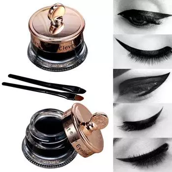 Длительный гель-подводка для глаз из хны + 1 шт. Кисть Водонепроницаемый черный цвет Глаз Макияж Крем для татуировки чёрный