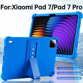 Для 11,2-дюймового Xiaomi Pad 7 Pro и чехла Pad 7, детский силиконовый чехол-подставка с регулировкой, предотвращающий столкновения красный