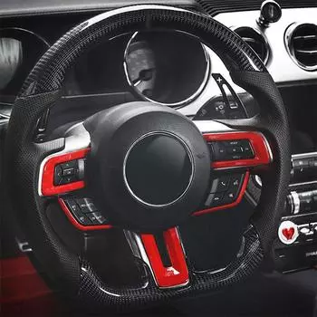 Для 15-20 Ford Mustang из углеродного волокна с узором на руль автомобиля, наклейка на рамку, центральная декоративная крышка для интерьера carbon center 1pcs