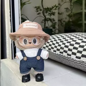 Для 17 см куклы Labubu V1 V2, штаны, футболка, симпатичная кукольная одежда, наряд, аксессуары, украшения, маленькая одежда, детский подарок, без куклы No Doll