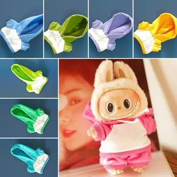 Для 17 см Кукольная одежда Лабубу Модная одежда Толстовки Кукольная одежда Цветовые толстовки Кукольные аксессуары Милые украшения Маленькая одежда флуоресцентный зеленый