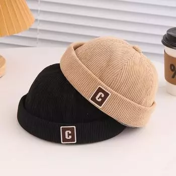Для 1-5 лет Винтажная детская шапка без полей с буквами, однотонная вельветовая шапка для малышей, осенне-зимняя теплая регулируемая детская шапка для мальчиков и девочек