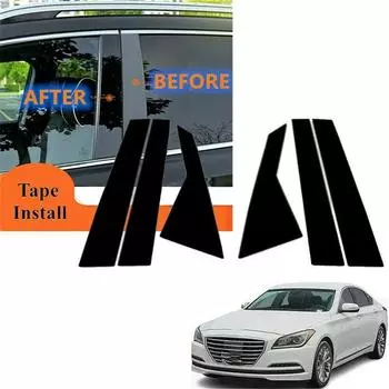 Для 2015-22 HYUNDAI GENESIS G80 Седан Глянцевый Черный Накладки на Стойки Оконная Отделка Крышка