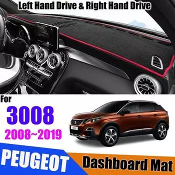 Для 3008 3008GT 2008-2019 Mk1 Mk2 противоскользящий коврик для приборной панели, солнцезащитный козырек, защитный ковер, автомобильные аксессуары 20172019Left Hand Drive чёрный