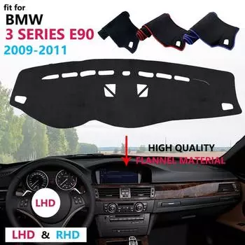Для 3 серии E90 2009 2010 2011 крышка приборной панели защитная накладка ковер приборная панель анти-УФ коврик фланелевые автомобильные аксессуары Right Hand Drive чёрный