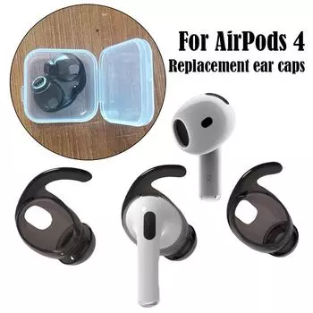 Для AirPods 4 Ear Hooks Прозрачные противоскользящие вкладыши Для AirPods4 Для Apple Чехлы Hearphone 4 N7O6 transparent black-M