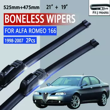 Для Alfa Romeo 166 1998-2007 автомобильный стеклоочиститель U-образный мягкий резиновый бескаркасный без кронштейна автомобильные дворники 21 +19