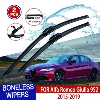 Для Alfa Romeo Giulia 952 2015-2019 автомобильный стеклоочиститель U-образный мягкий резиновый бескаркасный без кронштейна автомобильные дворники 24 +18