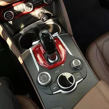 Для Alfa Romeo Giulia Stelvio 2017-2019 аксессуар красный из настоящего углеродного волокна внутренняя центральная консоль крышка панели переключения передач