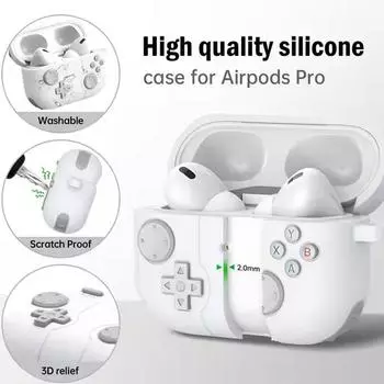 Для Apple Airpods 4 чехол 3D Gamepad Earphone Case 2024 новый брелок для Air Silicone Wi U9F9 Dark Gray-For Airpods 4
