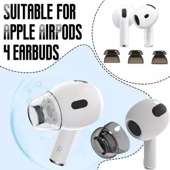 Для Apple AirPods 4 сменные амбушюры беруши противоскользящие колпачки уменьшение для AirPods 4 Ear Noi O3F6 transparent-M