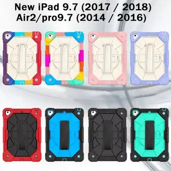 Для Apple iPad Air 2 iPad Pro 9,7 (2016)(2017)(2018) Конструкция с плечевым ремнем Вращающаяся на 360° ручка Прочная защитная подставка Противоударный противоударный чехол Apple iPad Pro 9.7 (2018)