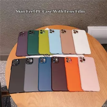 Для Apple iPhone 12 11 Pro Max полное покрытие, прочный жесткий чехол для ПК с защитой от отпечатков пальцев и пленкой для объектива, защитная задняя крышка For iPhone 11 чёрный