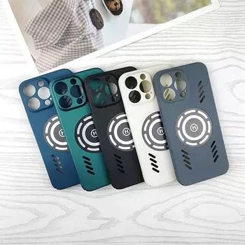 Для Apple iPhone 15 14 13 12 11 Plus Pro Max mini RockSand Ice Магнитное рассеивание тепла Матовый чехол для ПК с защитой от отпечатков пальцев Дышащий охлаждающий чехол For iPhone 11 чёрный