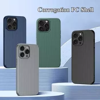 Для Apple iPhone 15 14 13 Pro Max камера с большим отверстием, прямой край, гофрированный, нескользящий противоударный чехол для ПК, задняя крышка, протектор For iPhone 13 чёрный