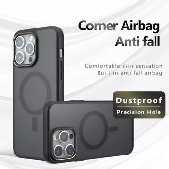 Для Apple iPhone 15 Plus Pro Max матовый противоударный чехол TPU с магнитным покрытием, устойчивый к падениям, не желтеющий, задняя крышка For iPhone 15 прозрачный черный