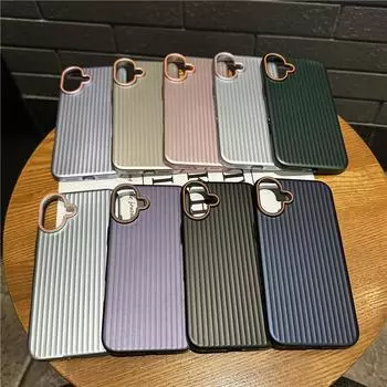 Для Apple iPhone 16 Plus Pro Max рифленое зернистое покрытие металлическая краска анти отпечатки пальцев ПК ударопрочный противоскользящий чехол-накладка For iPhone 16 чёрный