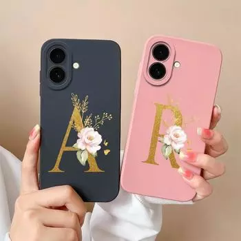 Для Apple iPhone 16 Pro Max 16pro 16plus симпатичный чехол с простым узором из цветов и букв мягкий силиконовый противоударный защитный корпус для iPhone Capas iPhone 16