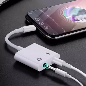 Для Apple iPhone 2 в 1 зарядное устройство и адаптер для наушников Lightning в разъем 3,5 мм аудиоконвертер для iPhone 14 13 12 11 XS 8 7