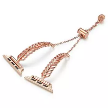 Для Apple Watch 10 46 мм/Ultra 2/Ultra 49 мм/9 8 7 45 мм/SE (2023) SE (2022) SE 6 5 4 44мм/3 2 1 42мм Медный браслет Ремешок с дизайном пера Rose Gold