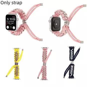 Для Apple Watch 6 Band Series SE 5 4 3 2 браслет для мальчиков и девочек нейлоновый плетеный веревочный ремешок для iWatch 44 мм 40 мм 42 мм 38 мм ремешок для часов