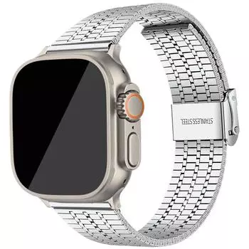 Для Apple Watch Band Ultra 49 мм 8 7 45 мм 41 мм ремешок серии 6 5 4 SE 44 мм 40 мм браслет из нержавеющей стали для IWatch 3 42 мм 38 мм 38mm 40mm 41mm серебряный