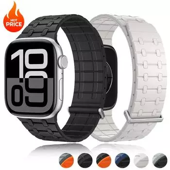 Для Apple Watch Series 10 9 8 7 6 SE ремешок магнитный силиконовый ремешок для iwatch 46 мм 45 мм 44 мм 42 мм Ultra2 49 мм спортивный ремешок 42mm 44mm 45mm чёрный