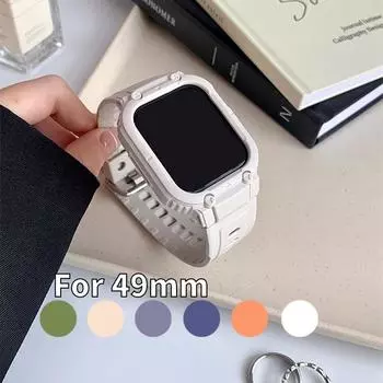 Для Apple Watch Ультра интегрированный чехол + ремешок Прочный бронированный спортивный браслет для iWatch Series 7 8 Ремешок из ТПУ + чехол для часов Ultra Protect Bumper Cover