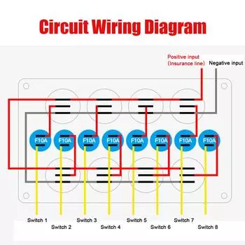 Для автодома, автофургона, каравана, кнопка включения/выключения, многопортовые розетки и переключатели, аксессуары для кемпинга, 6-позиционный тумблер 12 В синий