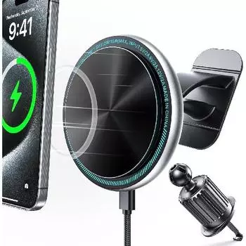 Для автомобильного зарядного устройства Magsafe [15W PRO] Магнитное беспроводное автомобильное зарядное устройство, вентиляционное отверстие и; Зарядное устройство для iPhone на приборной панели