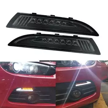 Для автомобиля Volkswagen VW Scirocco 2008-2013 гг. Передние светодиодные габаритные огни янтарного цвета с указателями поворота и белыми дневными ходовыми огнями DRL