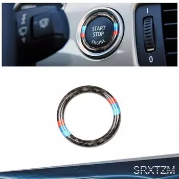 Для B + w E90 E92 E93 автомобиля, запуск двигателя, остановка зажигания, брелок для ключей, наклейки из углеродного волокна, круг, M полоса, отделка, 3 серии
