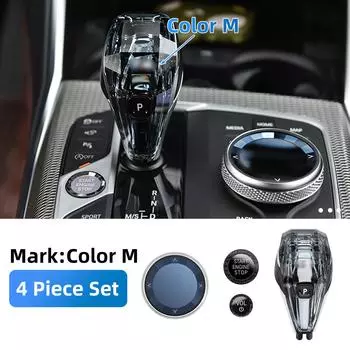 Для BMW 1 2 3 4 5 6 7 серии X5 F15 G30 G38 Z4 G29 X3 F25 F12 хрустальная ручка переключения передач, набор из 4 предметов, ручка рычага переключения передач, головка рычага переключения передач