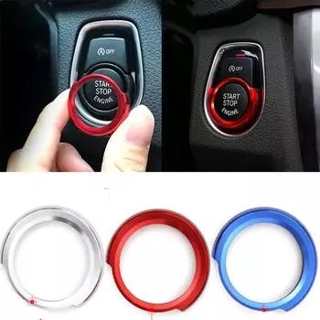 Для BMW 1 2 3 4 серии X1 F48 F20 F21 F30 F32 F33 F34 F36 F45 F46 Кнопка запуска двигателя автомобиля Наклейки Брелок для ключей зажигания Отделка Крышка серебряный