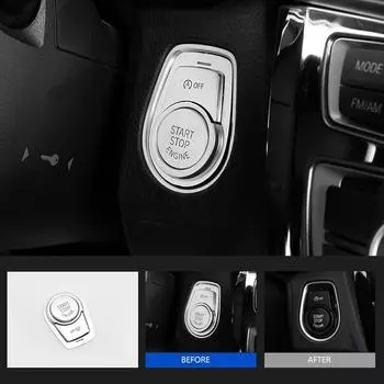 Для BMW 1 2 3 4 серии 3GT X1 2016 2017 2018 3 шт./компл. ABS хромированная внутренняя наклейка на кнопку запуска двигателя, остановки и выключения For 1 2 3 4 Series