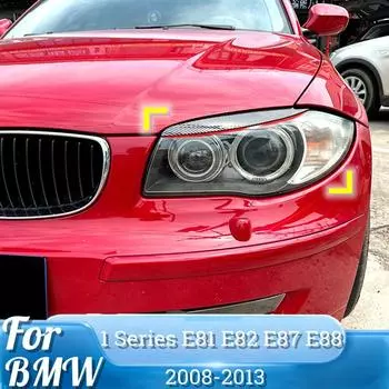 Для BMW 1 серии E81 E82 E87 E88 2008-2013 Глянцевая черная передняя фара, брови, веко, накладка, наклейка на автомобиль Gloss Black