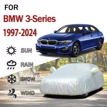 Для BMW 3-й серии 1997-2024 наружная защита полная 190T автомобильные чехлы снегозащитный козырек пылезащитный чехол внешние аксессуары для автомобиля 4.8x1.9x1.5M серый