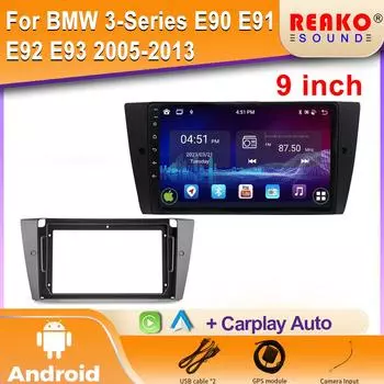 Для BMW 3-й серии E90 E91 E92 E93 2005-2013 Беспроводной CarPlay Android Auto Мультимедиа Навигация GPS CarPlay Радио Экран Стерео 4 core 1GB+32GB carplay